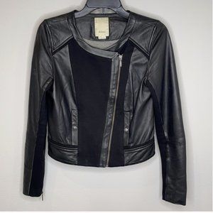 Elevenses Anthropologie Mixed Moto Leather Jacket